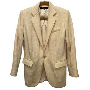 Ralph Lauren Purple Label Collection ivory herringbone wool unlined blaz…
